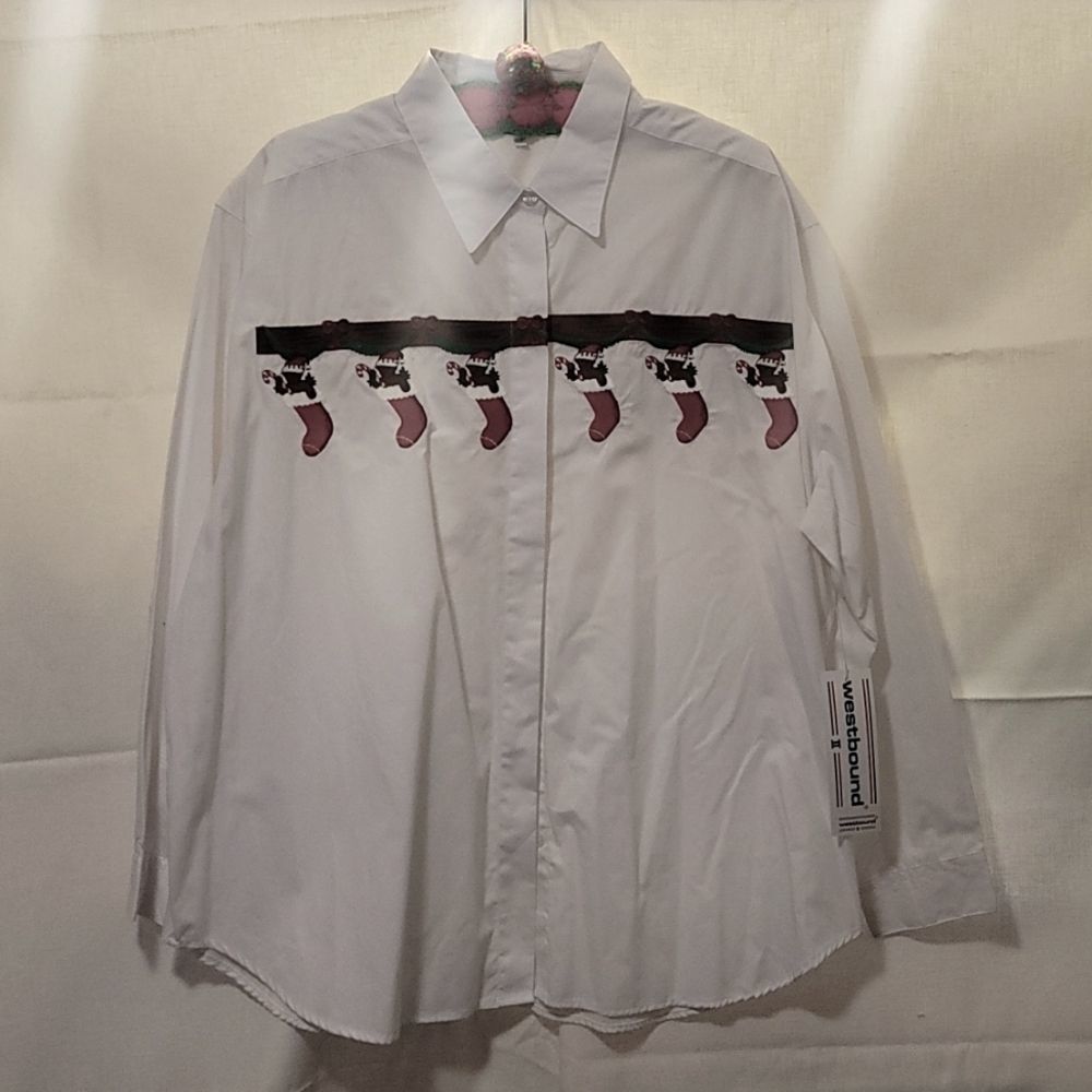 Vintage Westbound II Plus size women Christmas button down blouse NWT Size 22